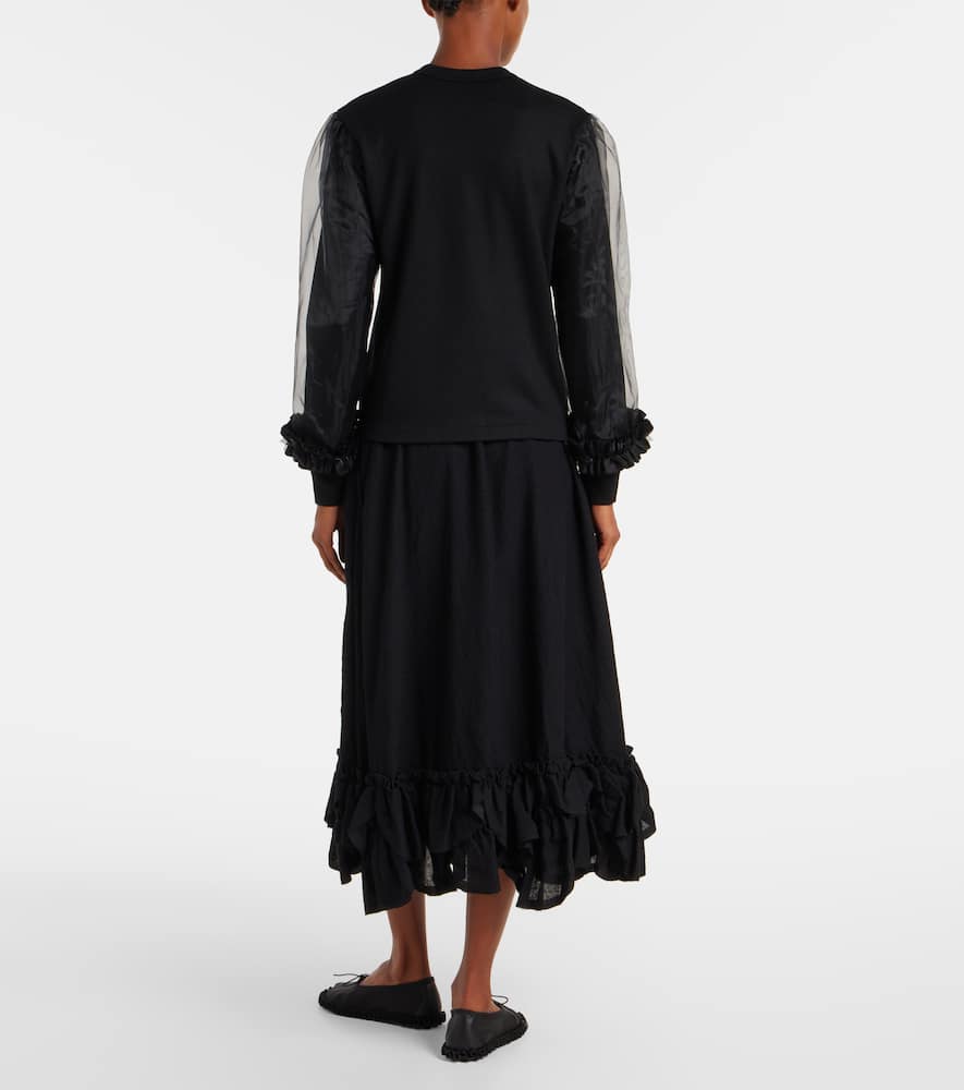 Noir Kei Ninomiya Wool Jersey And Tulle Long Sleeve T-shirt In Black