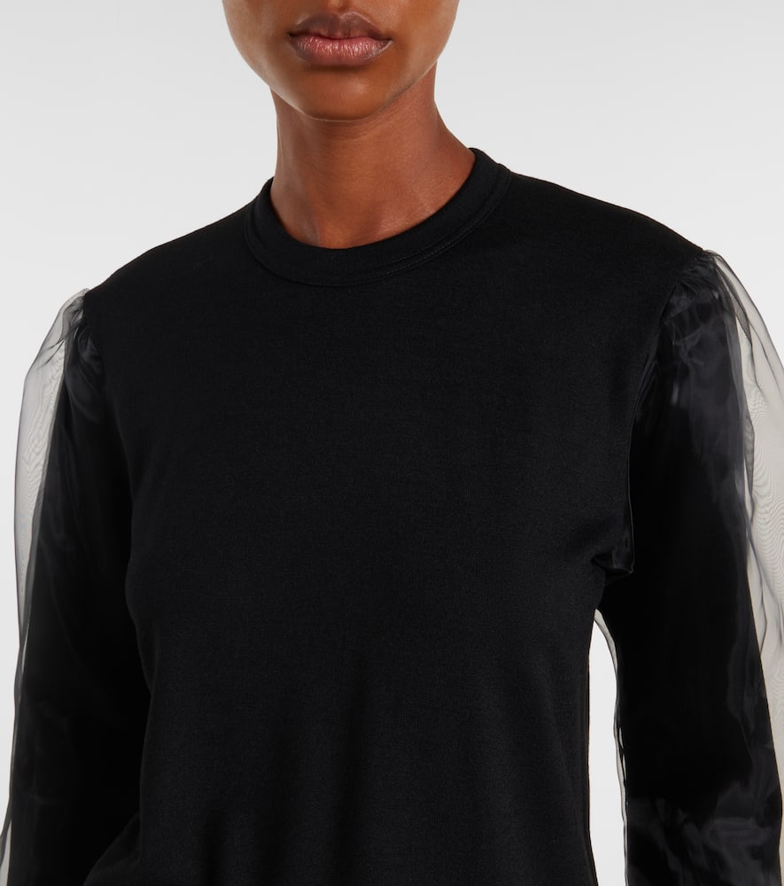 Noir Kei Ninomiya Wool Jersey And Tulle Long Sleeve T-shirt In Black