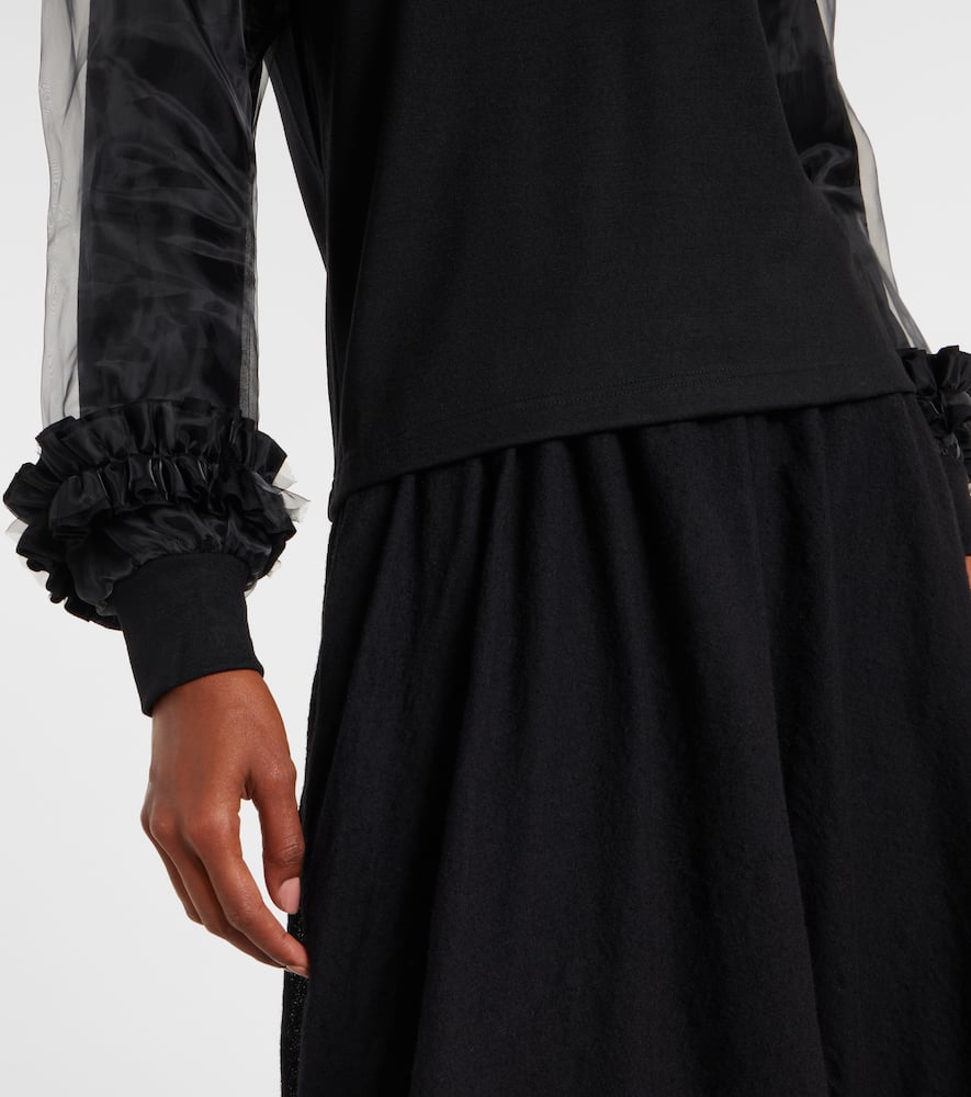 Noir Kei Ninomiya Wool Jersey And Tulle Long Sleeve T-shirt In Black