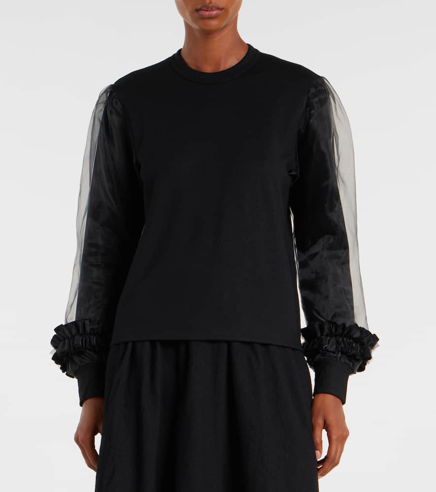 Noir Kei Ninomiya Wool Jersey And Tulle Long Sleeve T-shirt In Black