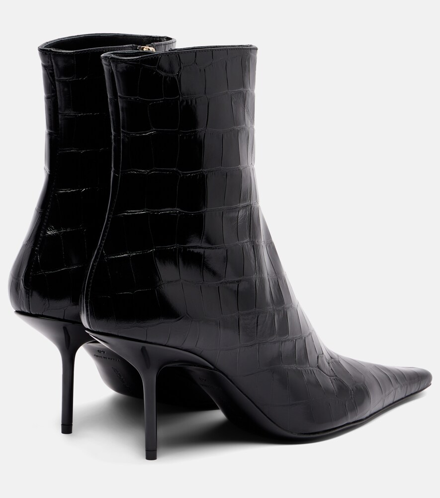 75 Croc-Effect Leather Ankle Boots