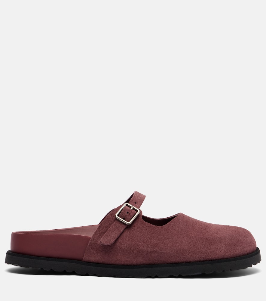 Birkenstock 1774 Maria Suede Clogs In Burgundy