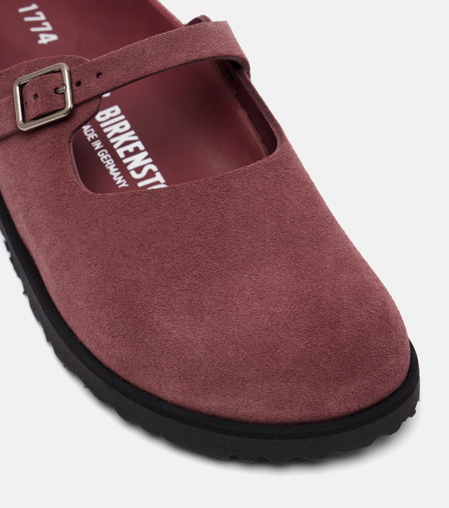 Birkenstock 1774 Maria Suede Clogs In Burgundy