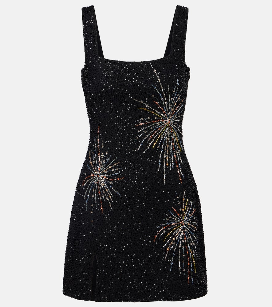 Staud Le Sable Beaded Minidress In Black