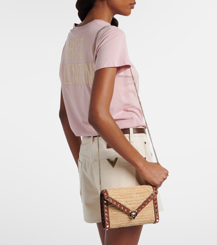 Valentino Garavani Rockstud Mini raffia shoulder bag