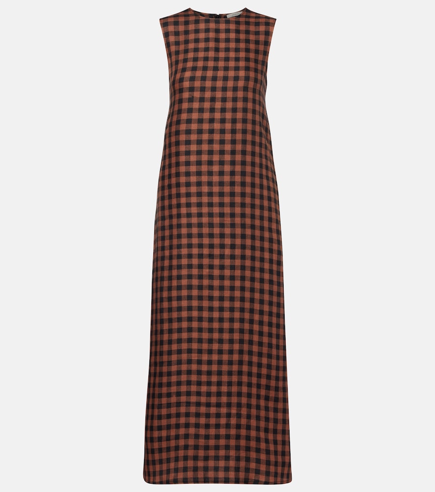 Asceno Tallin gingham linen maxi dress