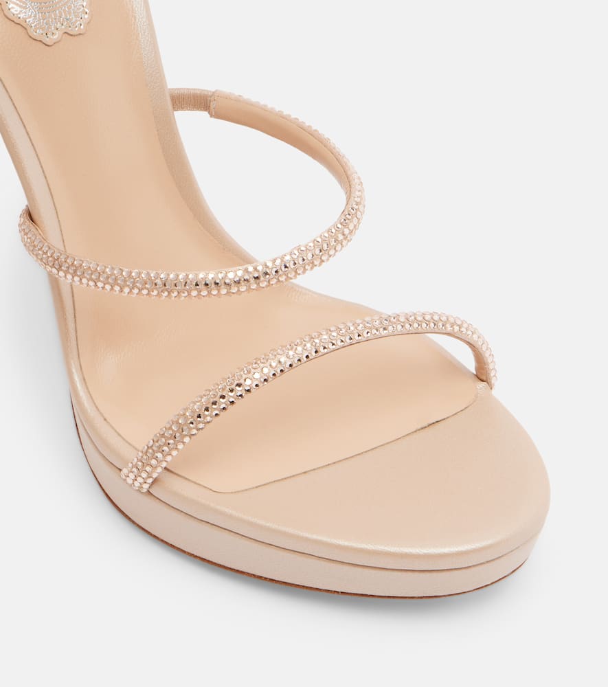 René Caovilla Cleo Embellished Satin Sandals In Pink