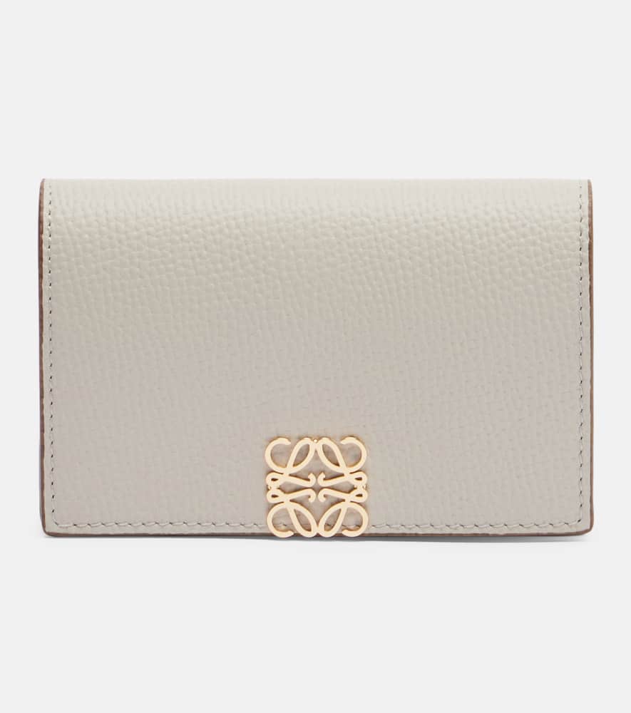 Loewe Anagram Leather Card Case In Gray