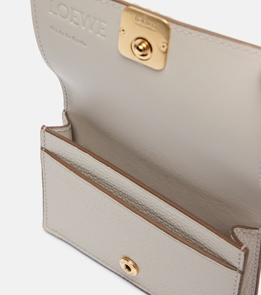 Loewe Anagram Leather Card Case In Gray