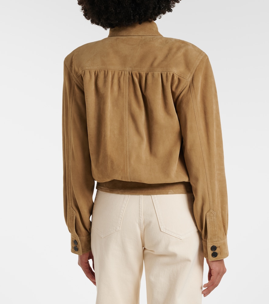  Saint Laurent Saint Laurent Gathered Suede Jacket 