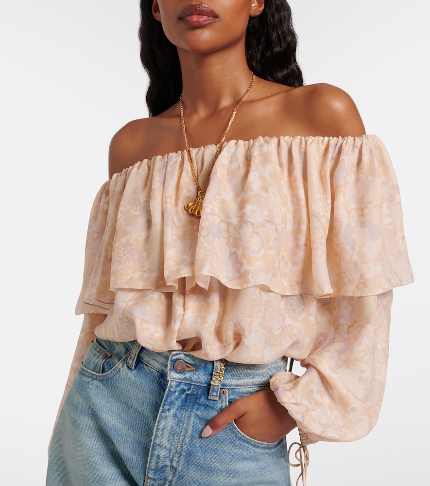 Chloé Floral silk charmeuse top