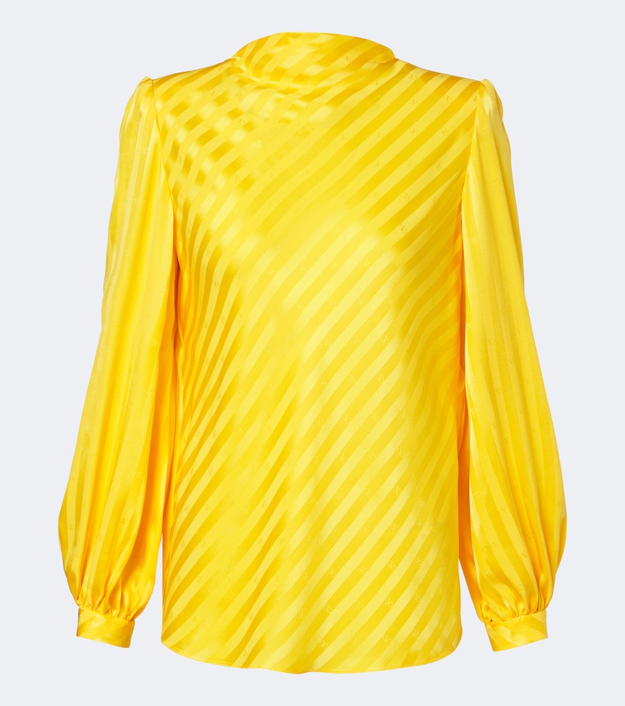 Valentino Women's Yellow Vlogo Striped Silk Jacquard Blouse UK Size 12 - Mytheresa