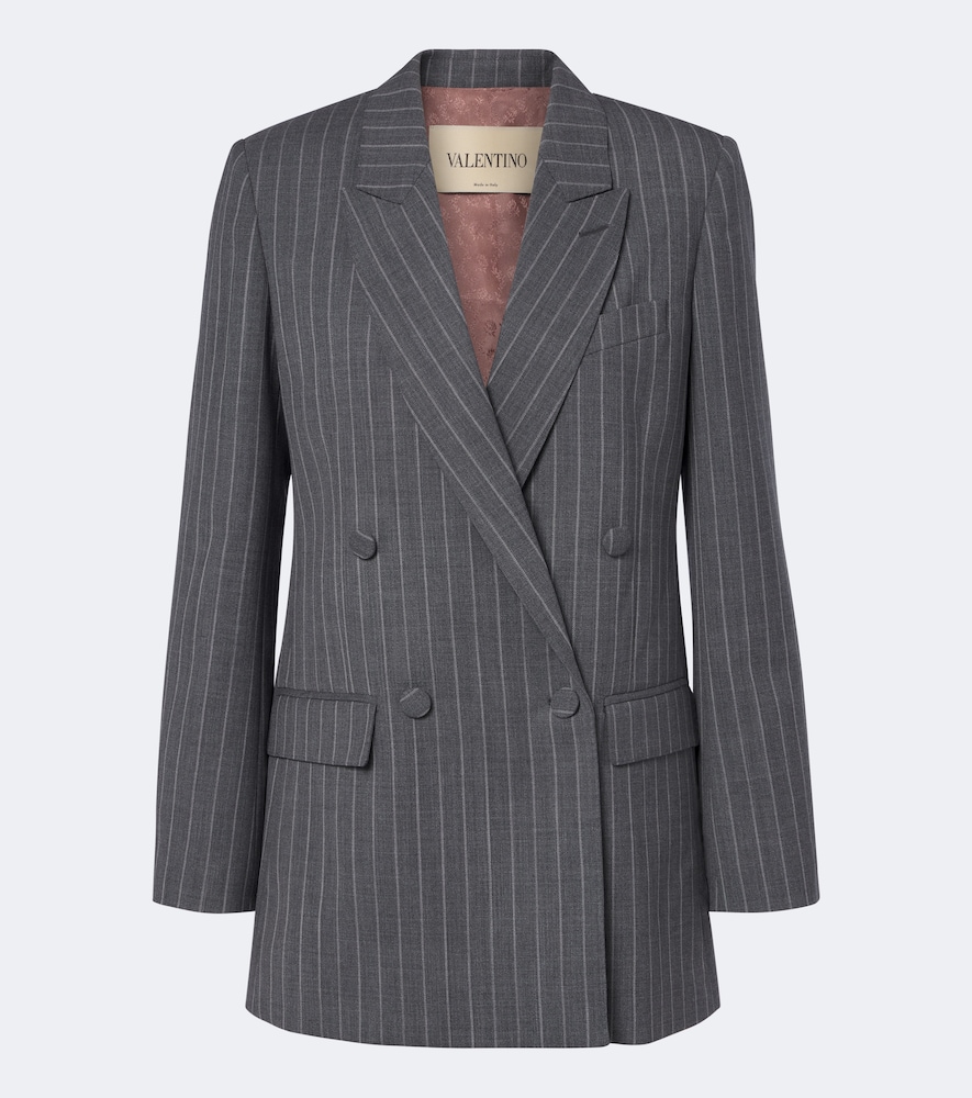 Valentino Women's Grey Pinstripe Virgin Wool Blazer UK Size 8 - Mytheresa