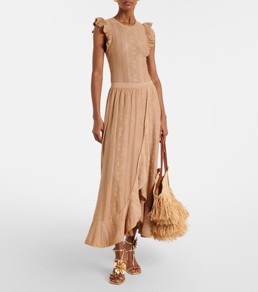 Zimmermann Aster pointelle lamé maxi skirt