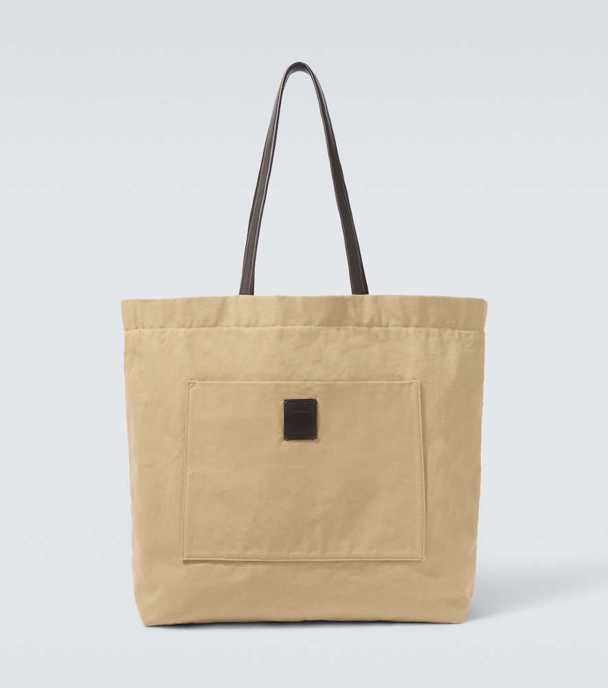 The Row Men's Beige Tori Leather-Trimmed Canvas Tote Bag - Mytheresa