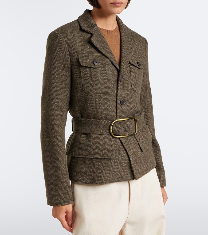 Polo Ralph Lauren Belted Herringbone Wool-Blend Tweed Jacket