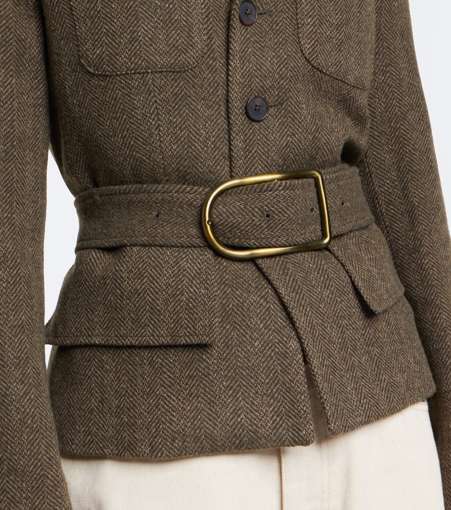 Polo Ralph Lauren Belted Herringbone Wool-Blend Tweed Jacket