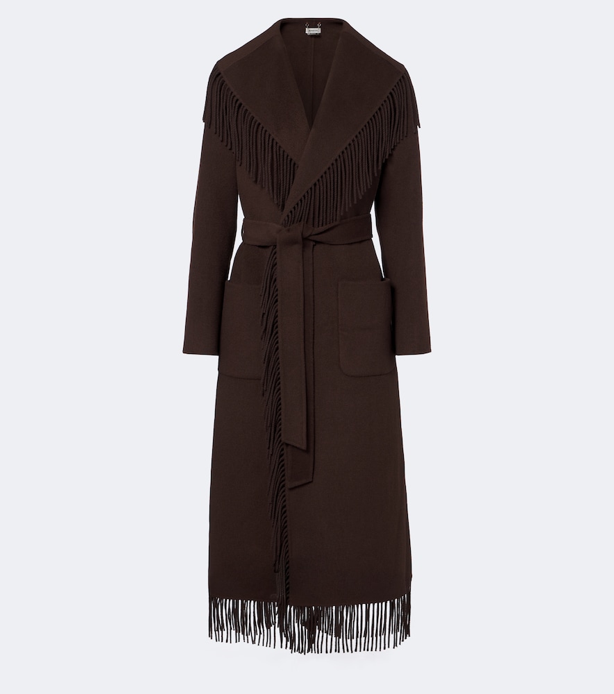 Cappotto in misto lana con frange