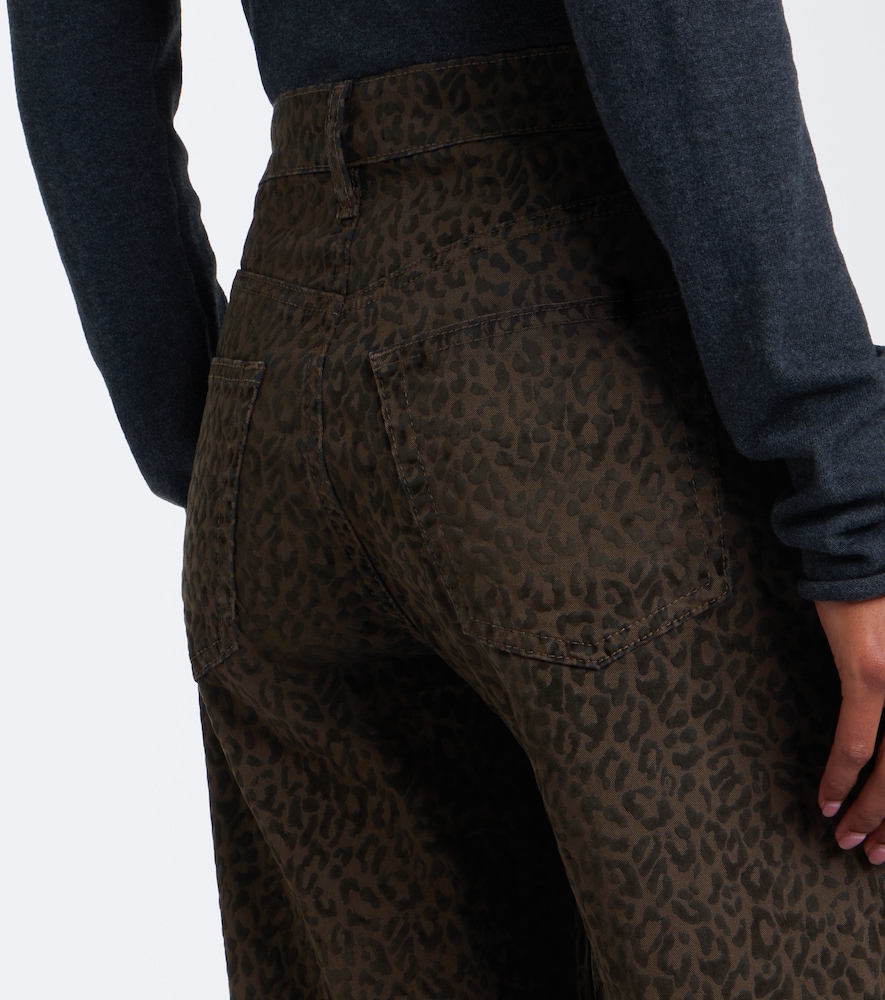Leopard-Print Barrel-Leg Jeans