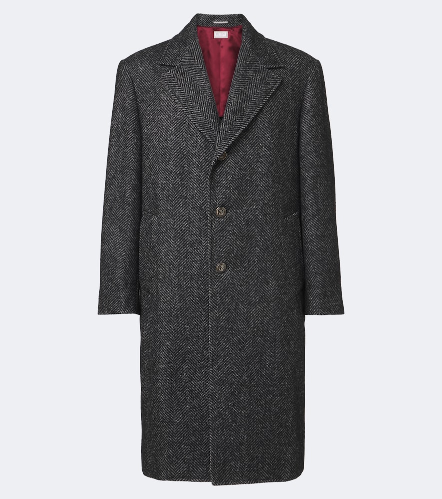 Cappotto in misto lana e alpaca spigato