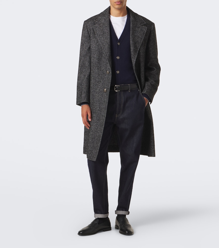 Herringbone Wool And Alpaca-Blend Coat