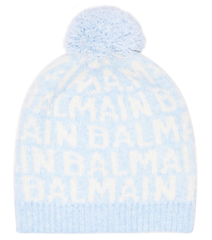 Balmain Kids Logo pompom wool-blend beanie