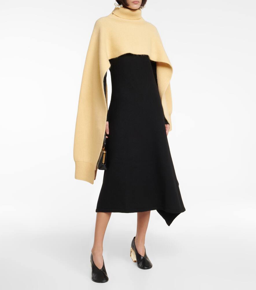 Shop Jil Sander Asymmetrical Wool Dress In Black