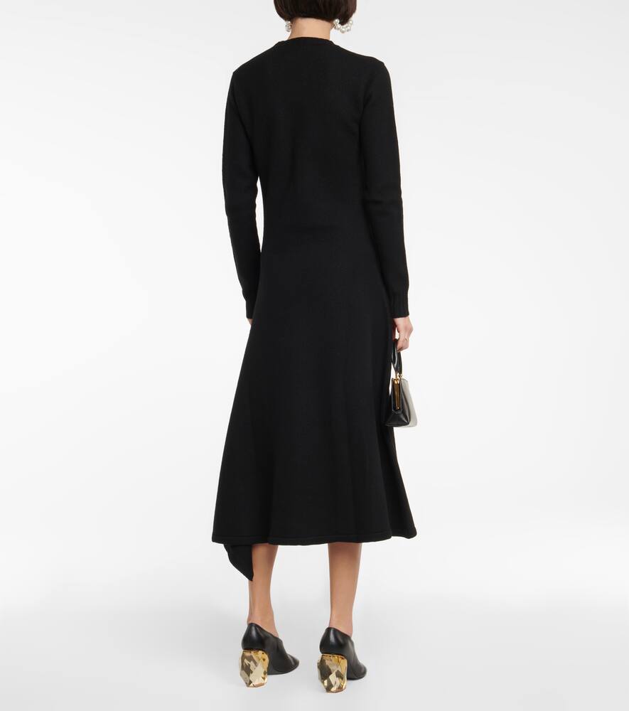 Shop Jil Sander Asymmetrical Wool Dress In Black