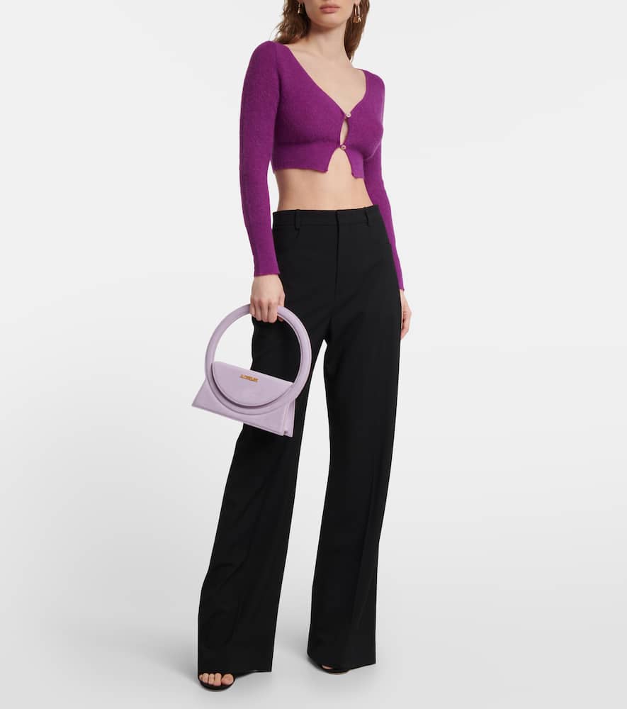 Shop Jacquemus Le Cardigan Alzou Cropped Cardigan In Dark Purple