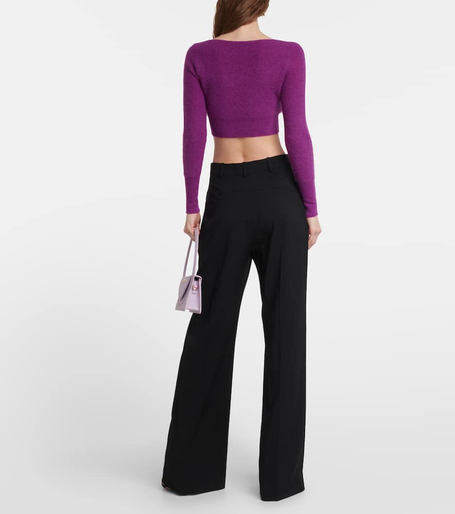 Shop Jacquemus Le Cardigan Alzou Cropped Cardigan In Dark Purple