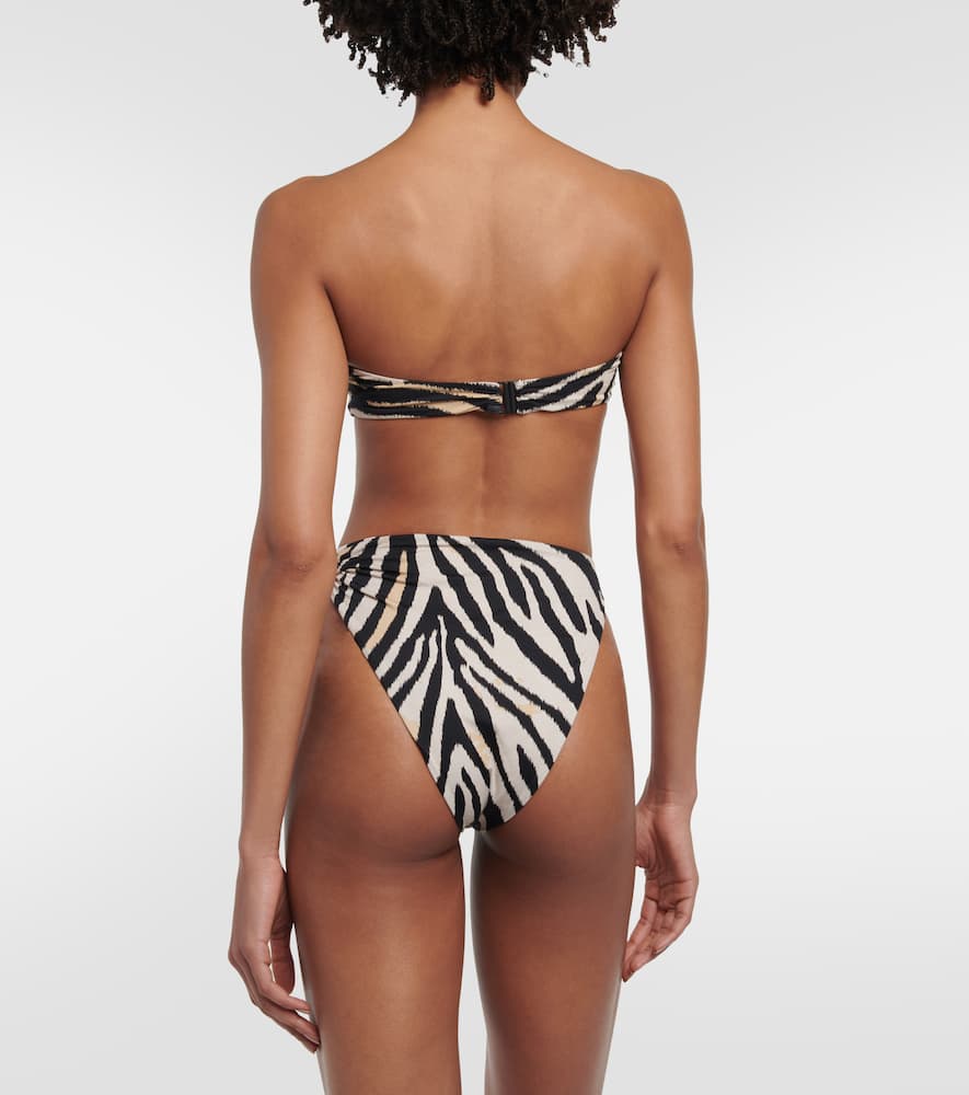 Magda Butrym Corsage Zebra-print Bikini Bottoms In Black