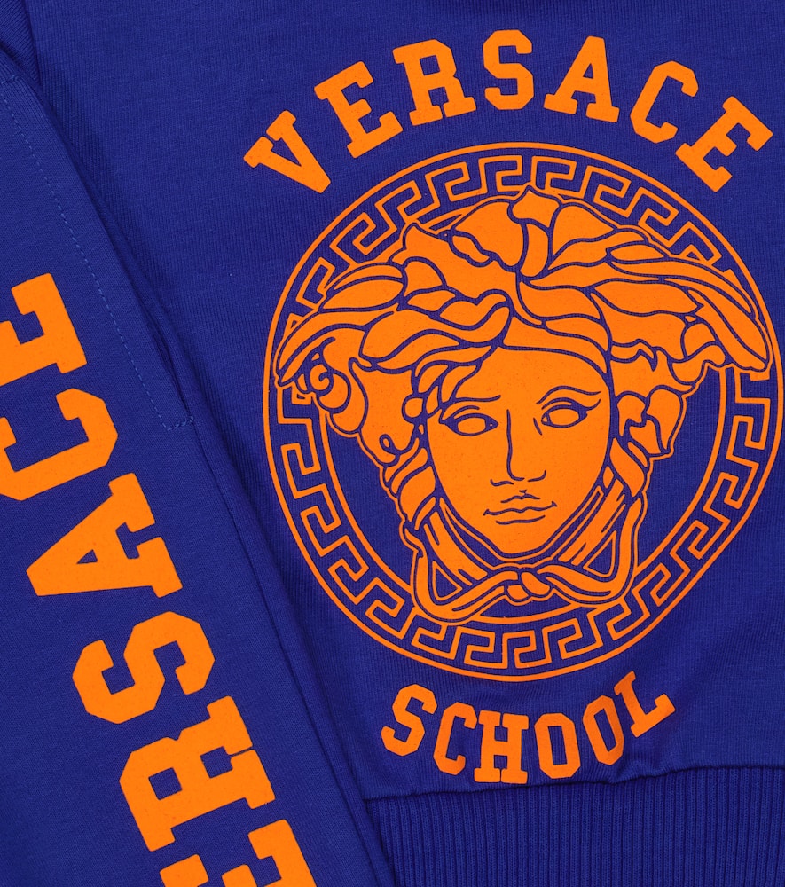 Shop Versace Baby Sweatshirt And Sweatpants Set In Iris+orange