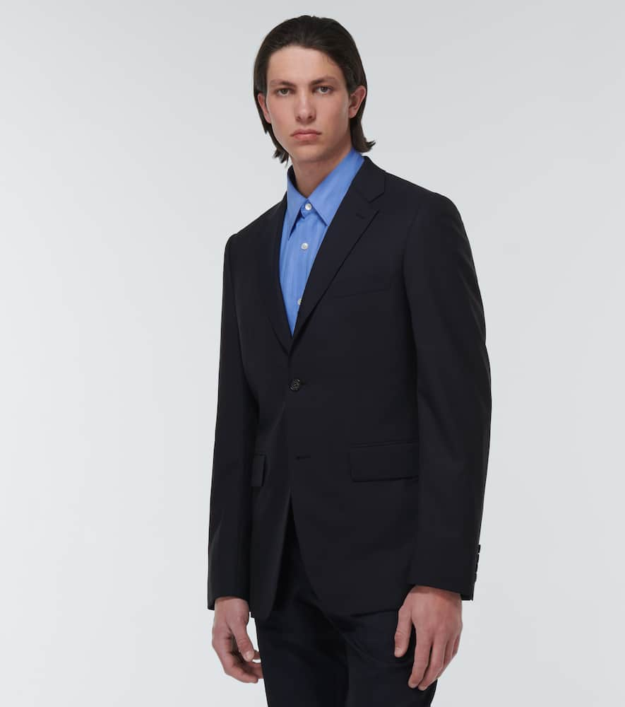 Shop Comme Des Garçons Homme Deux Single-breasted Wool Blazer In Blue