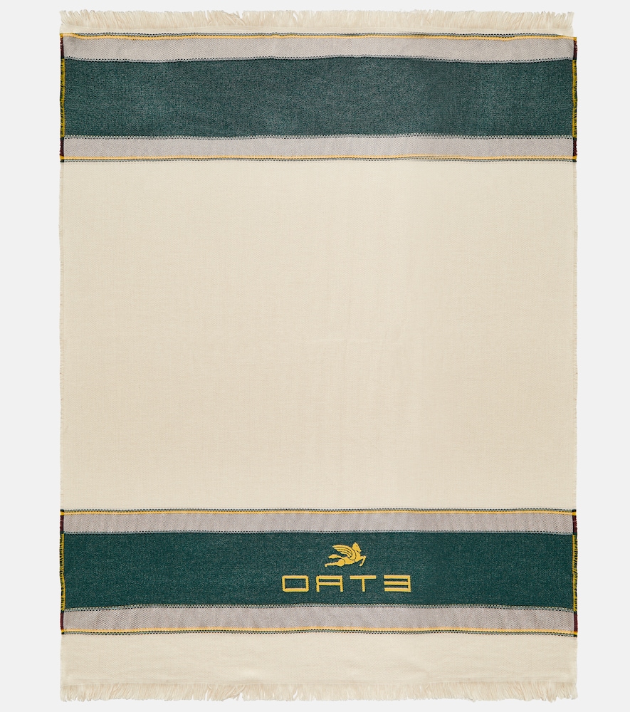  Etro Etro Couverture Brodée En Laine Et Cachemire à Logo 