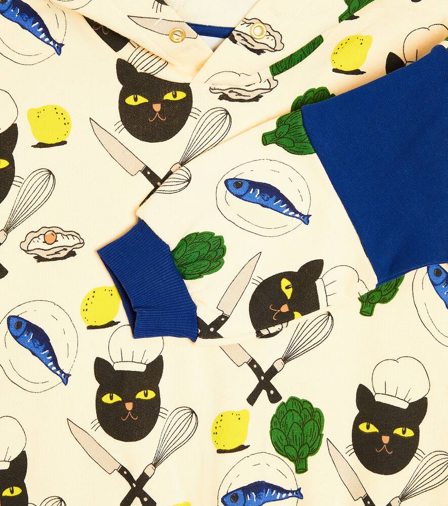 Mini Rodini Chef Cat Hoodie In Multicoloured