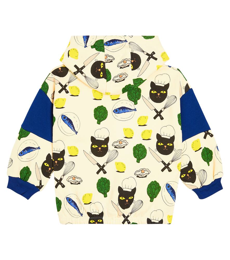 Shop Mini Rodini Chef Cat Cotton Jersey Hoodie In Multicoloured