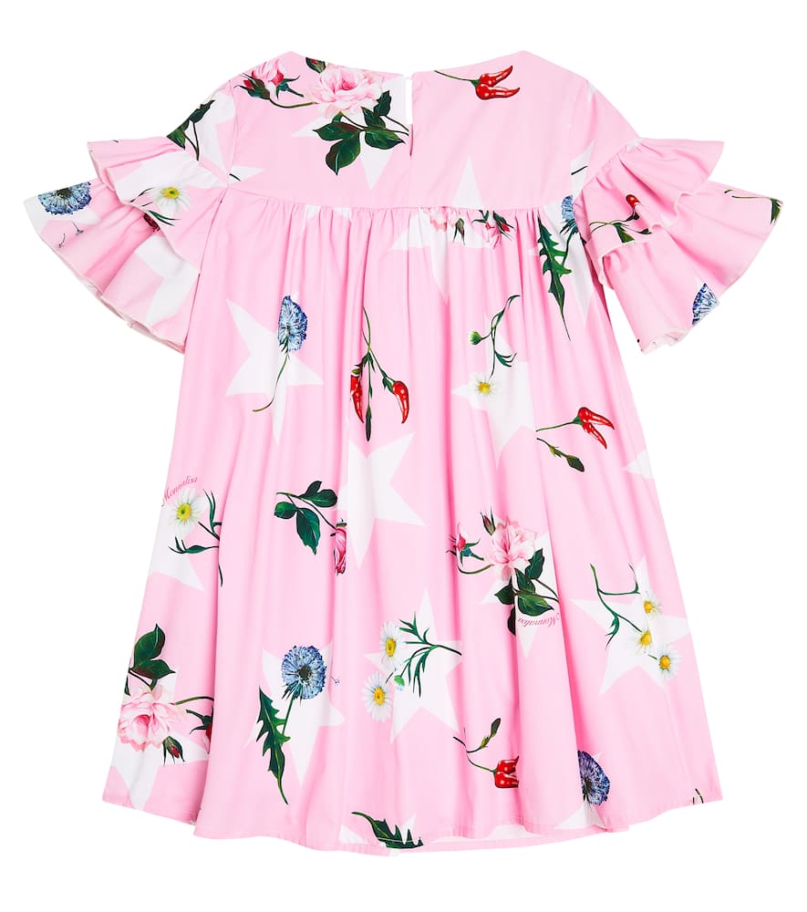 Monnalisa Floral Cotton Dress In Multicoloured