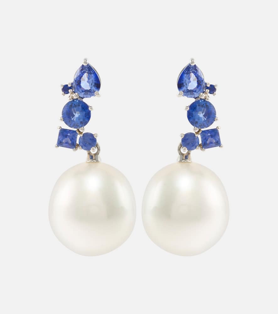 Bucherer Fine Jewellery Romance 18kt white gold earrings with sapphires and pearls