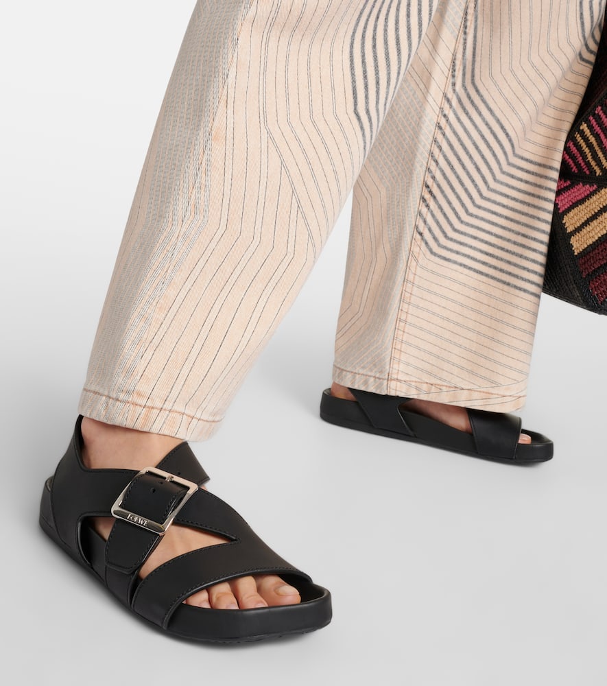 Loewe Ease Leather Slides In Black