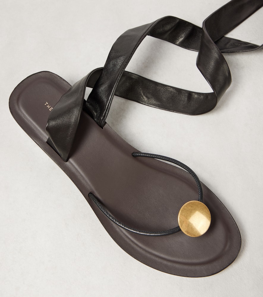 The Row 65mm Cord Leather Sandals In Brown