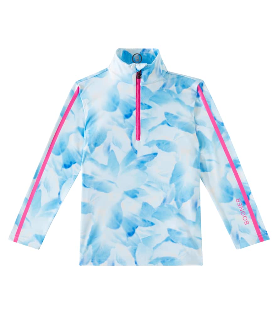 Bogner Chris Printed Half-zip Technical Top In Blue