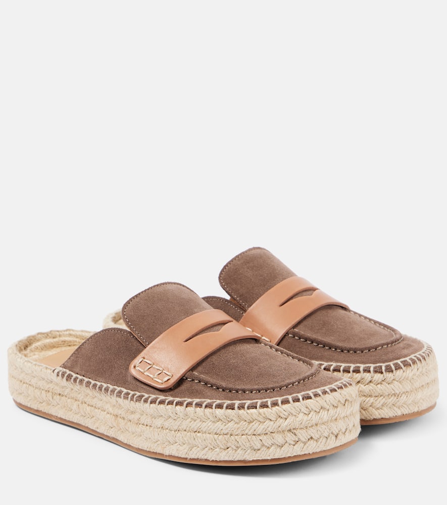 Suede espadrille loafers