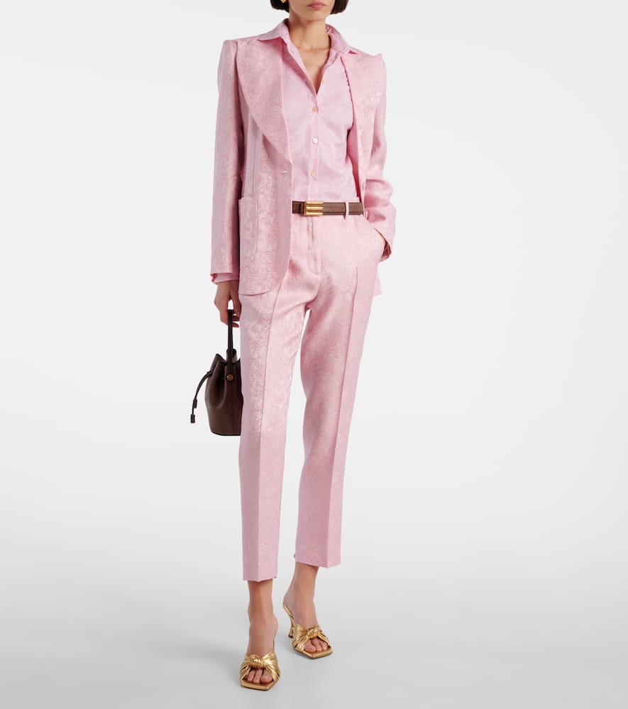 Etro Paisley Print Collared Neck Long Sleeve Top In Pink