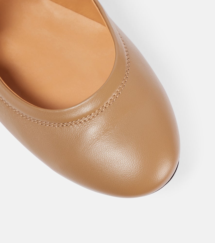 Tod's Embellished Leather Mary Jane Flats In Brown