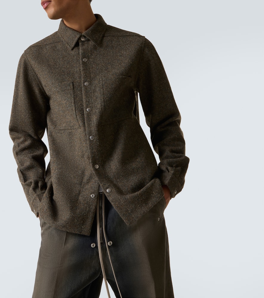 Rick Owens Wool Overshirt In Gray
