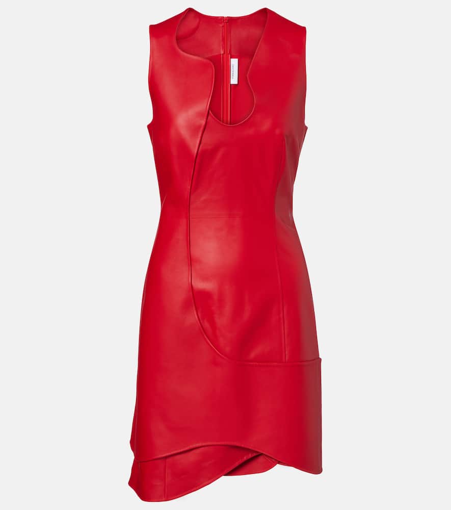 Ferragamo Asymmetric Leather Minidress In Red