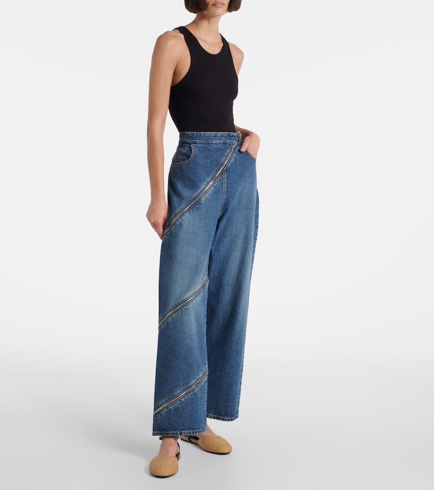 Alaïa Leather-Trimmed Raffia Flats
