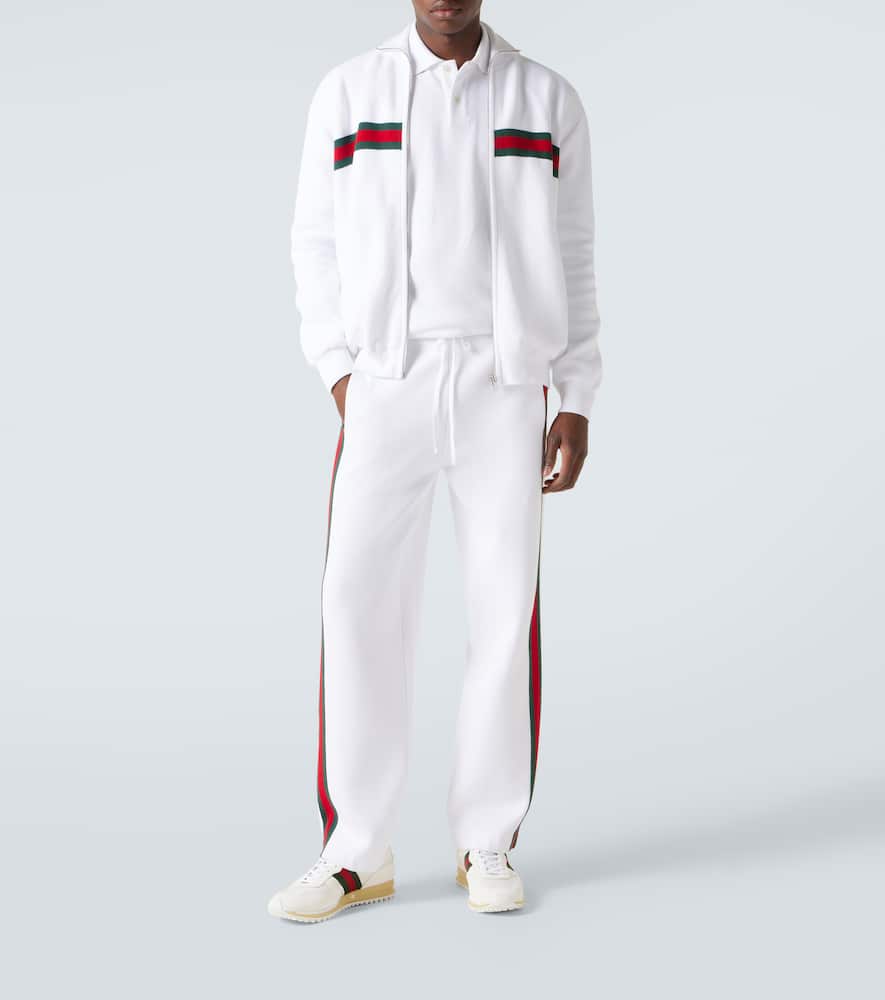 Gucci Web Stripe Cotton-blend Pants In White