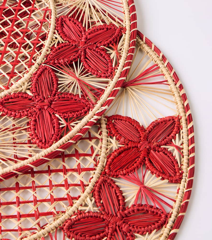 Cabana Louloudi Set Of 2 Wicker Placemats In Burgundy