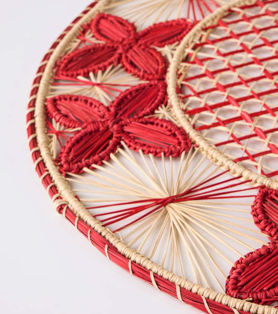 Cabana Louloudi Set Of 2 Wicker Placemats In Burgundy